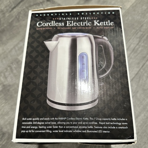 parini 360 swivel base Cordless Electric Kettle in box stainless steel - Picture 5 of 7